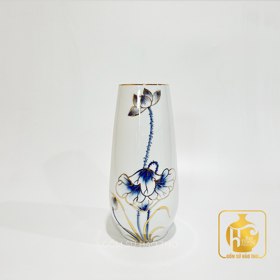 Lọ hoa dáng hạt dẻ LHT 3A men trắng cao cấp, bền đẹp 