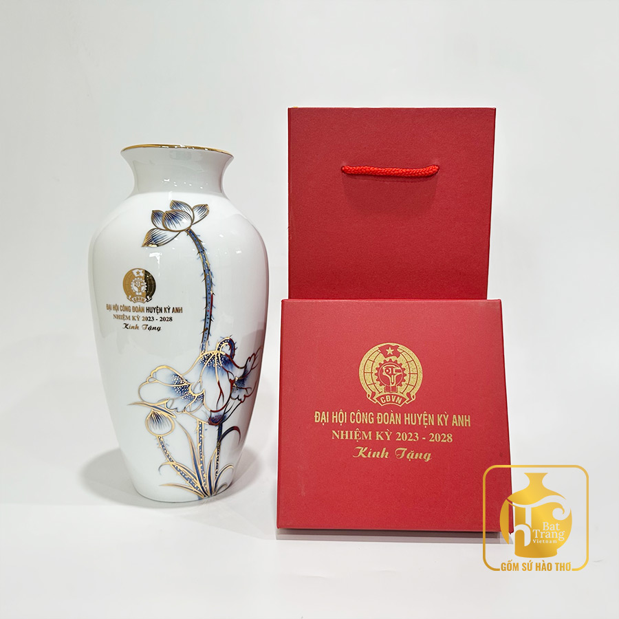 Lọ hoa LHT 14 men trắng bóng đẹp cao cấp, kích thước chuẩn 