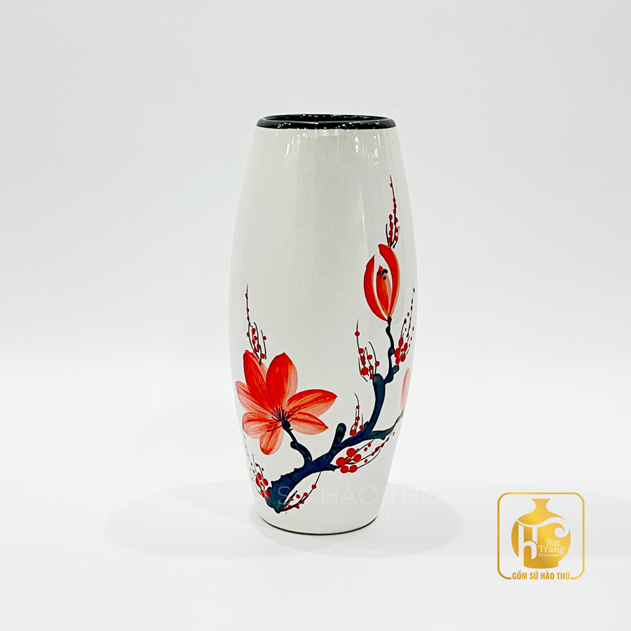 Lọ hoa LH16 cao 27cm Men trắng bóng đẹp ĐK13 Thiết kế tùy chọn 