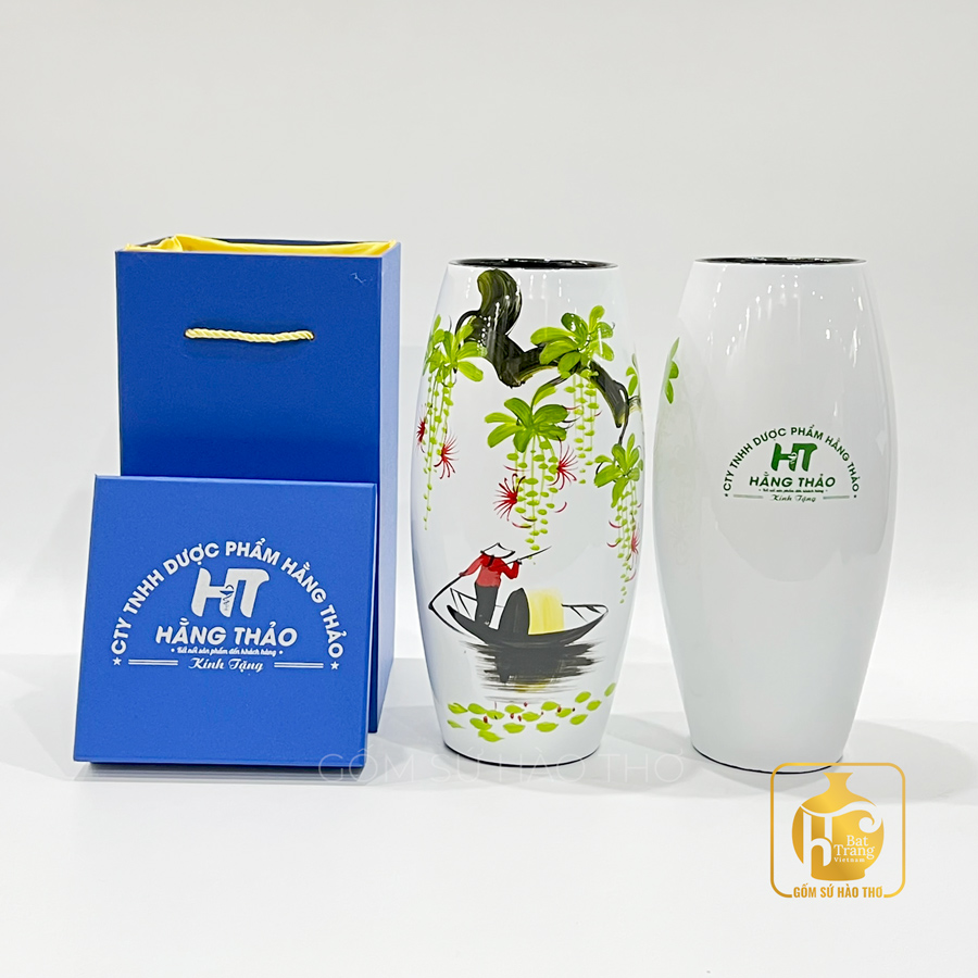 Lọ hoa sơn mài LH 26 độc đáo men trắng cao cấp kích thước chuẩn 