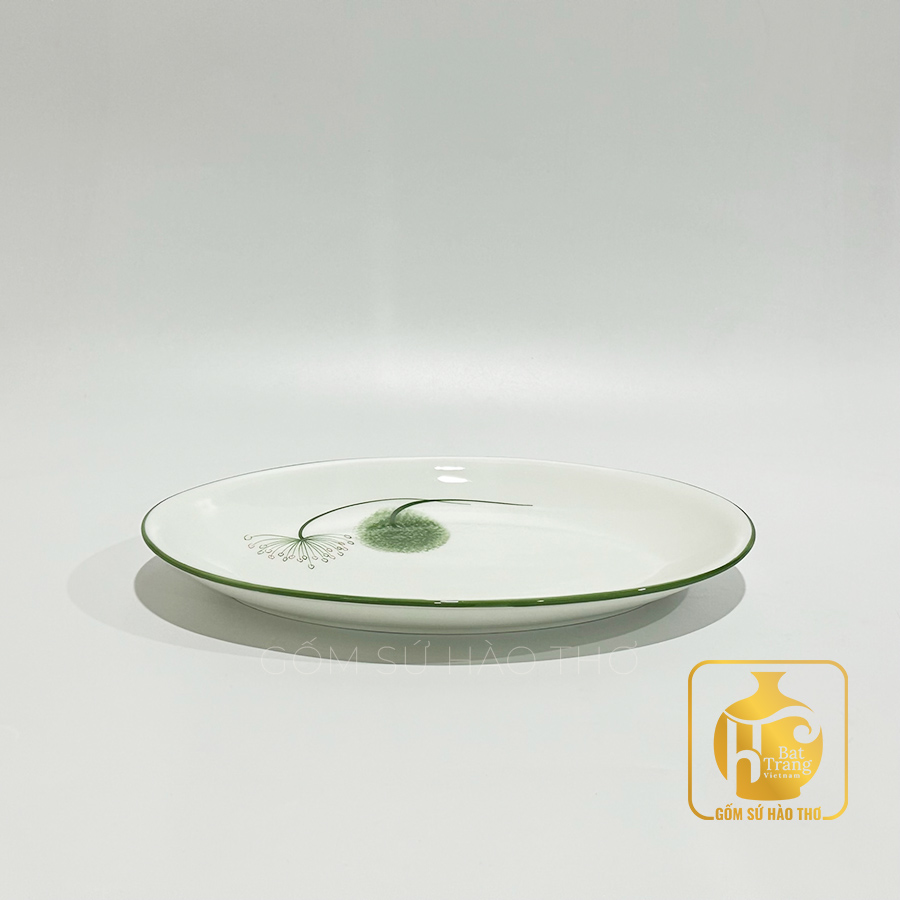 Đĩa bầu dục sâu BAA15 men trắng Bát Tràng đẹp sang trọng 