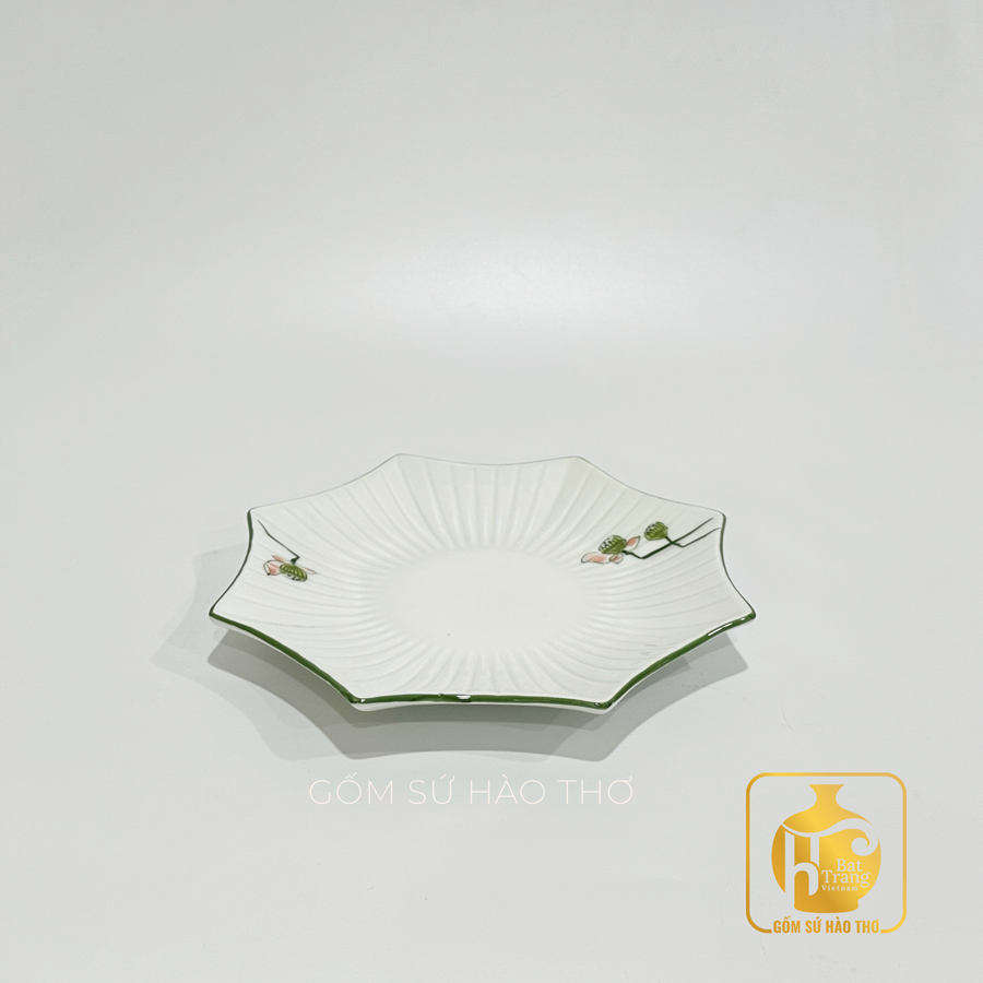 Gốm sứ Hào Thơ Đĩa sao biển BAN 8 ĐK 22/26 Men trắng Bát Tràng 