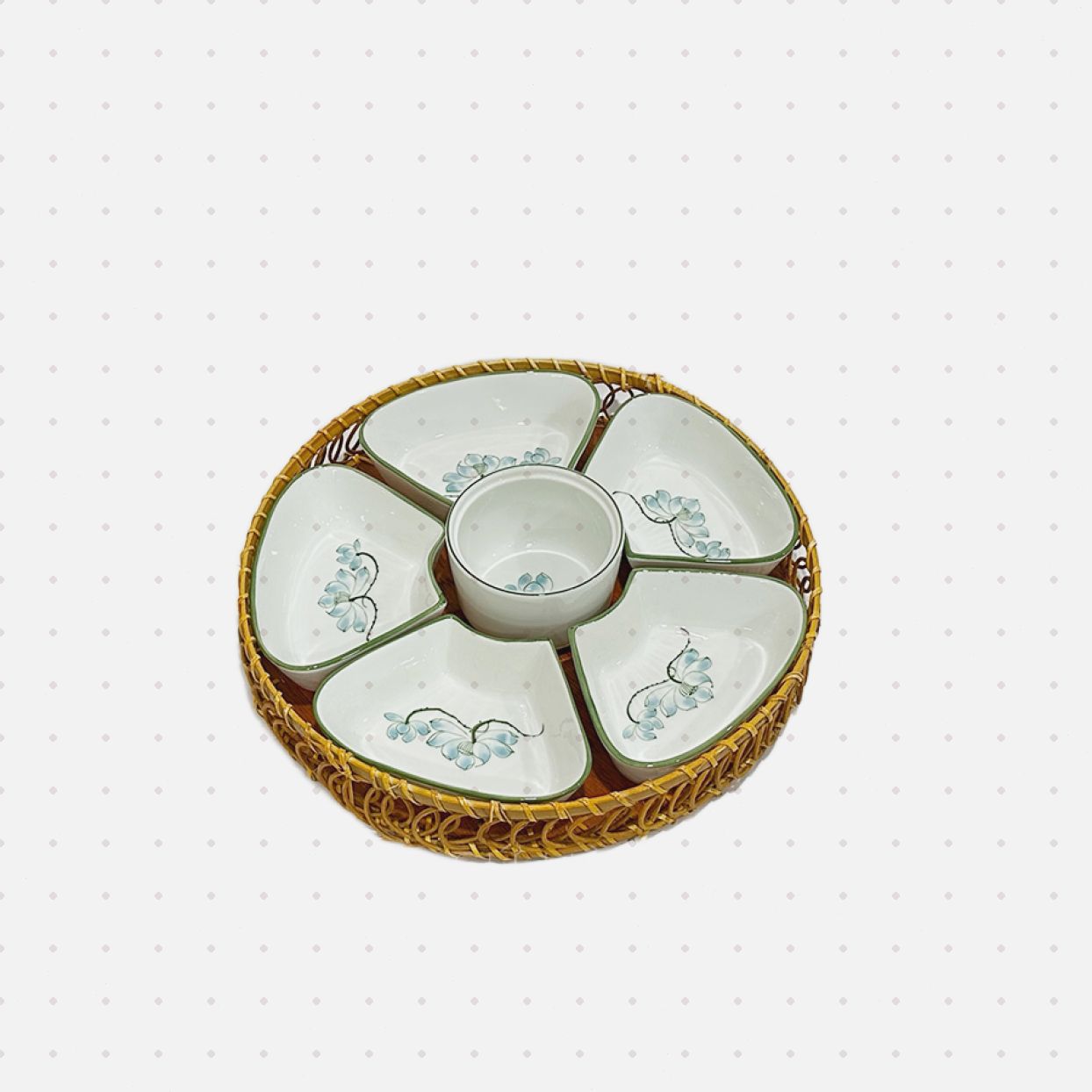 Khay đựng bánh trôi BAX 19 Gốm sứ Bát Tràng men trắng đẹp 