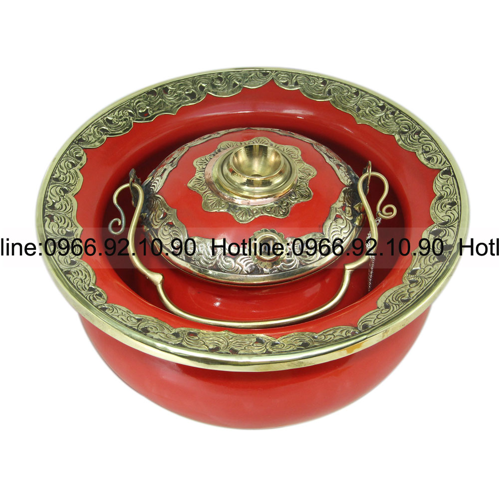 Điếu bát bọc đồng men nâu đỏ xanh coban chuẩn Bát Tràng đẹp