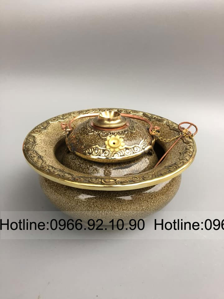 Bát điếu men hỏa biến bọc đồng cao cấp đẹp độc đáo giá tốt
