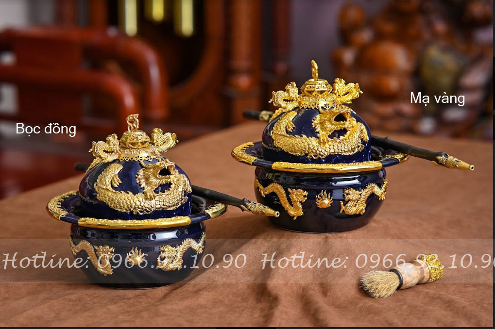 Bát điếu rồng nổi 3D Bát Tràng sang trọng quà tặng đẳng cấp