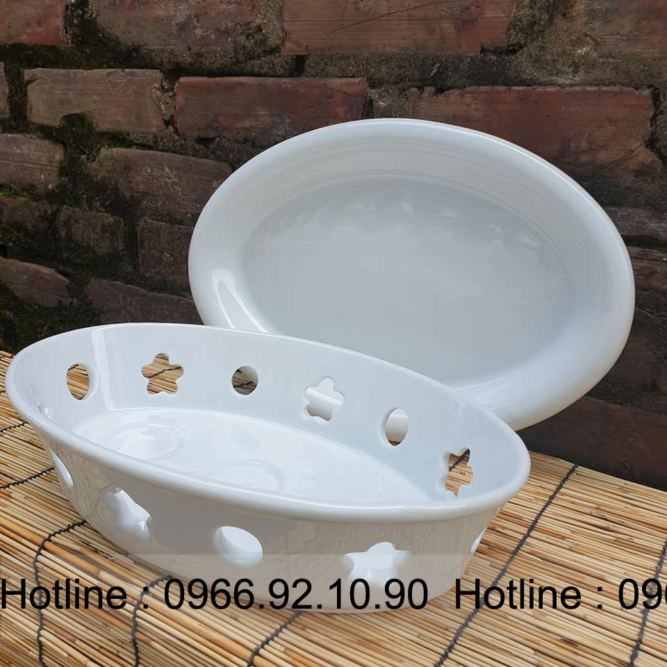 Bếp cồn gốm Bát Tràng 38x26cm Hâm nóng an toàn Tiện lợi 