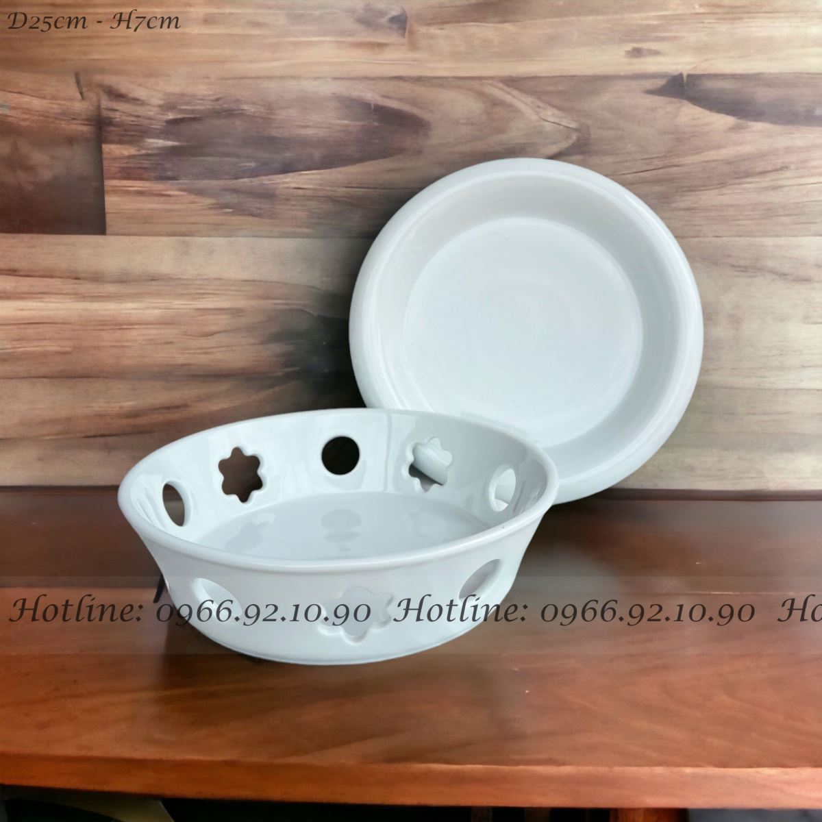 Bếp cồn tròn men trắng Bát Tràng D25cm cao cấp tiện dụng sang trọng