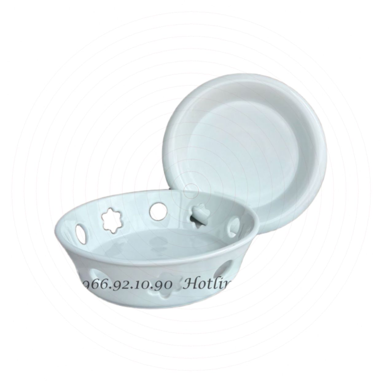 Bếp cồn tròn men trắng Bát Tràng D25cm cao cấp tiện dụng sang trọng 