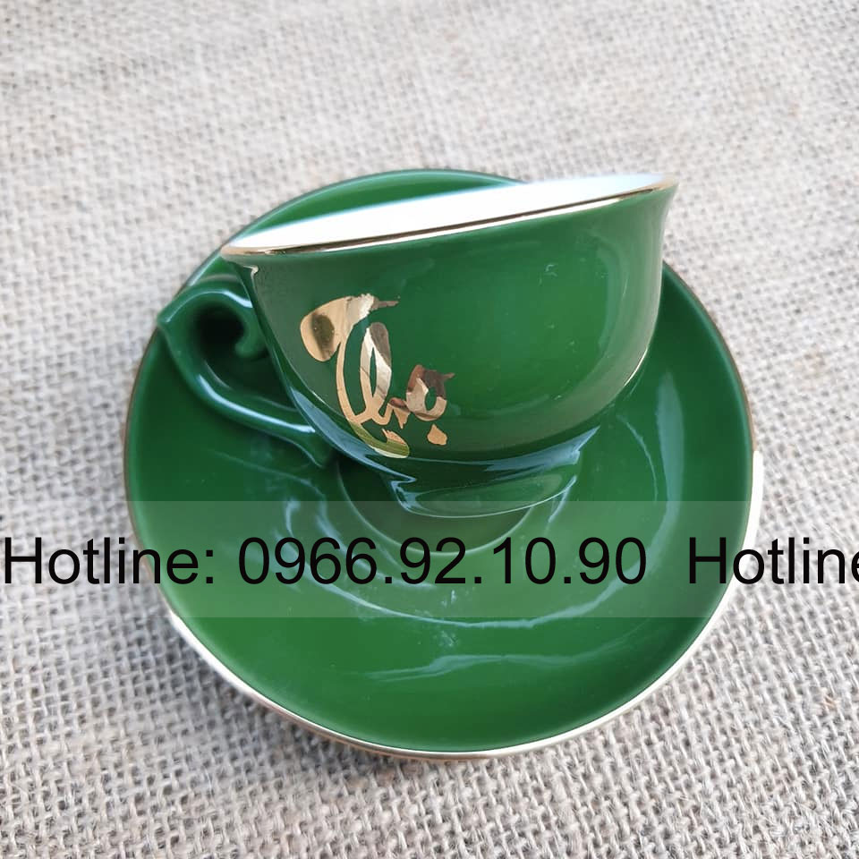 Bộ ấm chén xanh lục bảo PHÚC LỘC THỌ sang trọng cao cấp