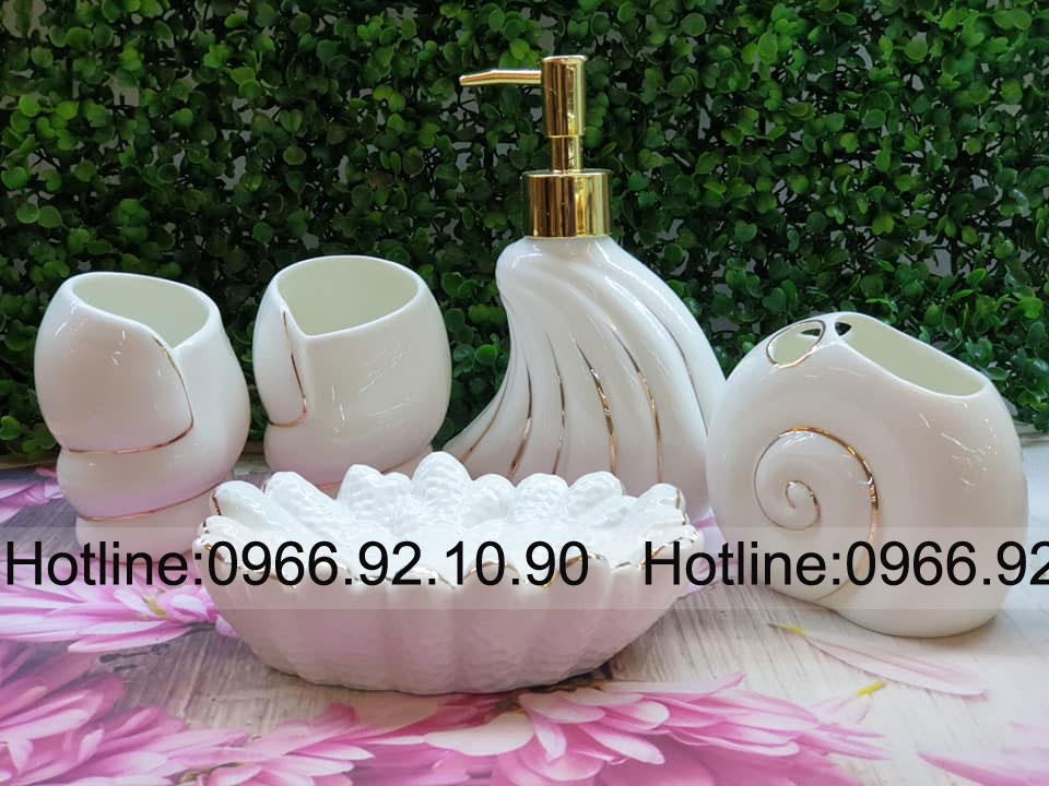 Bộ phụ kiện nhà tắm sứ sương 5 món cao cấp sang trọng 