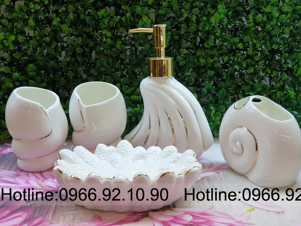 Bộ phụ kiện nhà tắm sứ sương 5 món cao cấp sang trọng