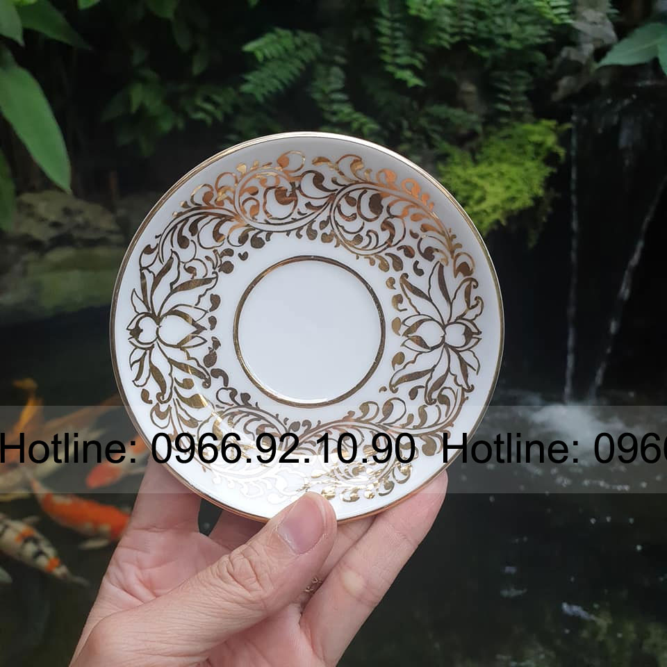 Bộ ấm chén vàng kim Bát Tràng cao cấp vẽ tay 100% sang trọng