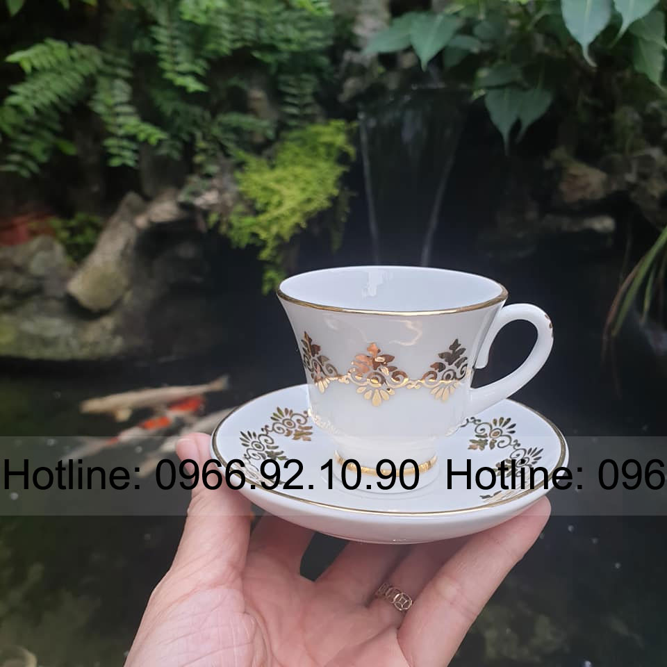 Bộ ấm chén Bát Tràng hoa thị vẽ vàng sang trọng Gốm sứ cao cấp