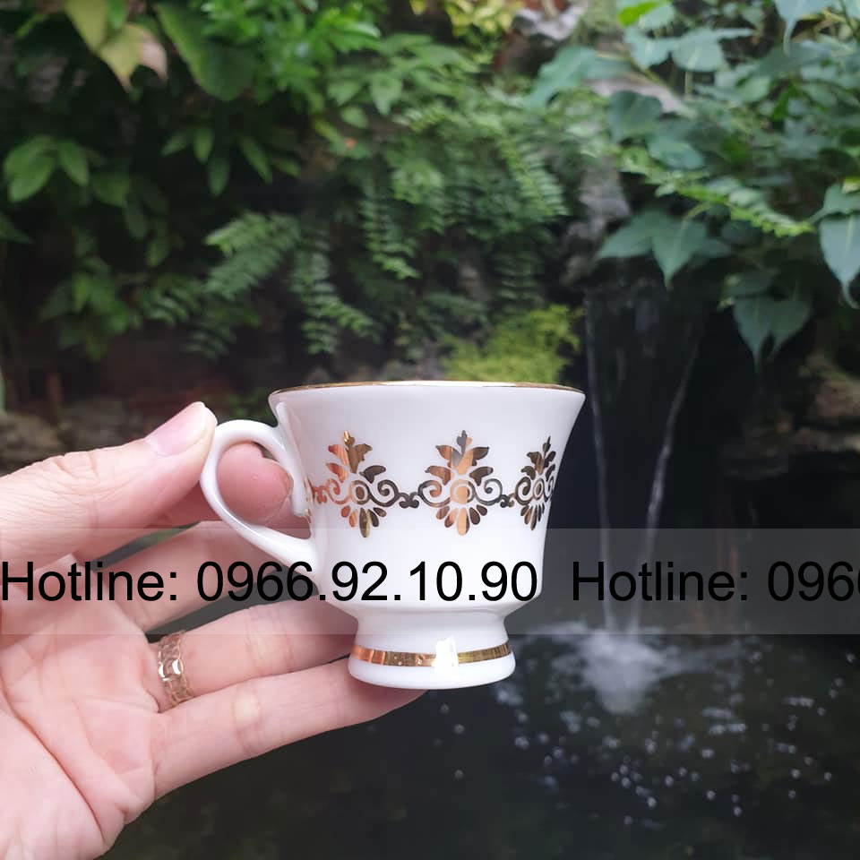 Bộ ấm chén Bát Tràng hoa thị vẽ vàng sang trọng Gốm sứ cao cấp