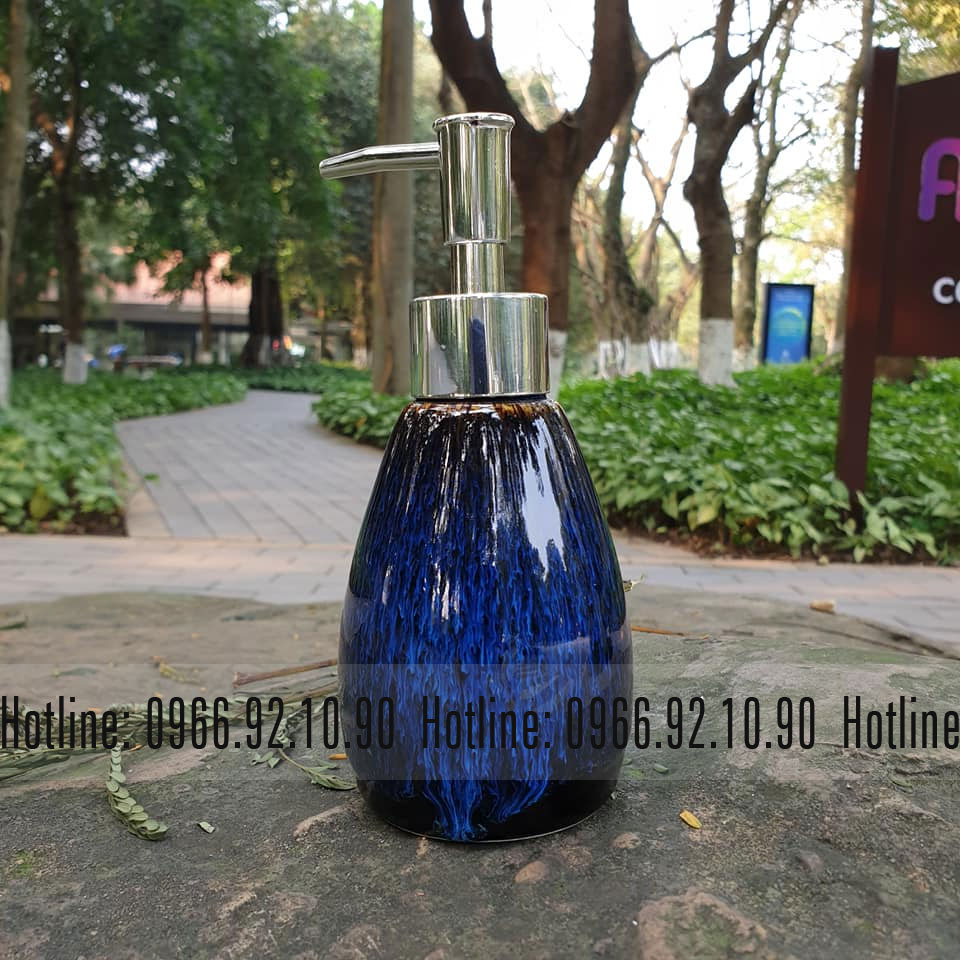 Bìnhđựngnướcrửa tay xàphòng họa tiết xoài men hỏa biến tiện lợi sang chảnh