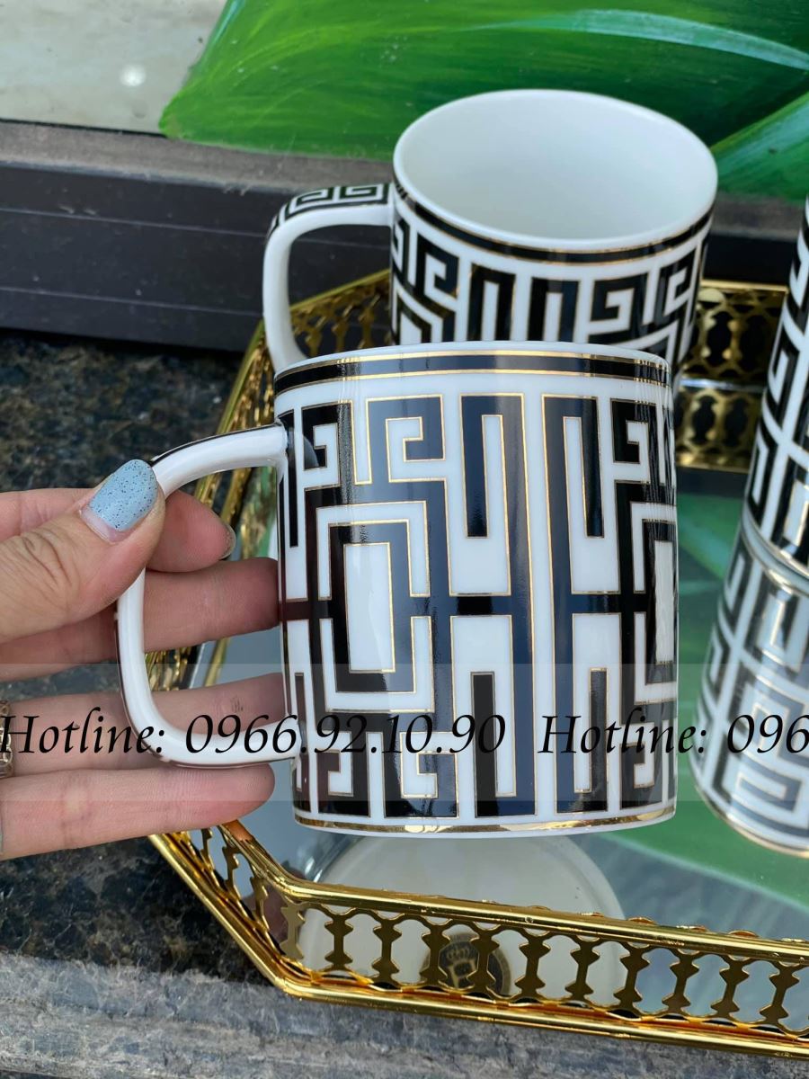 Bộ dụng cụ nhà tắm Fendi gốm sứ chính hãng kèm khay tiện lợi