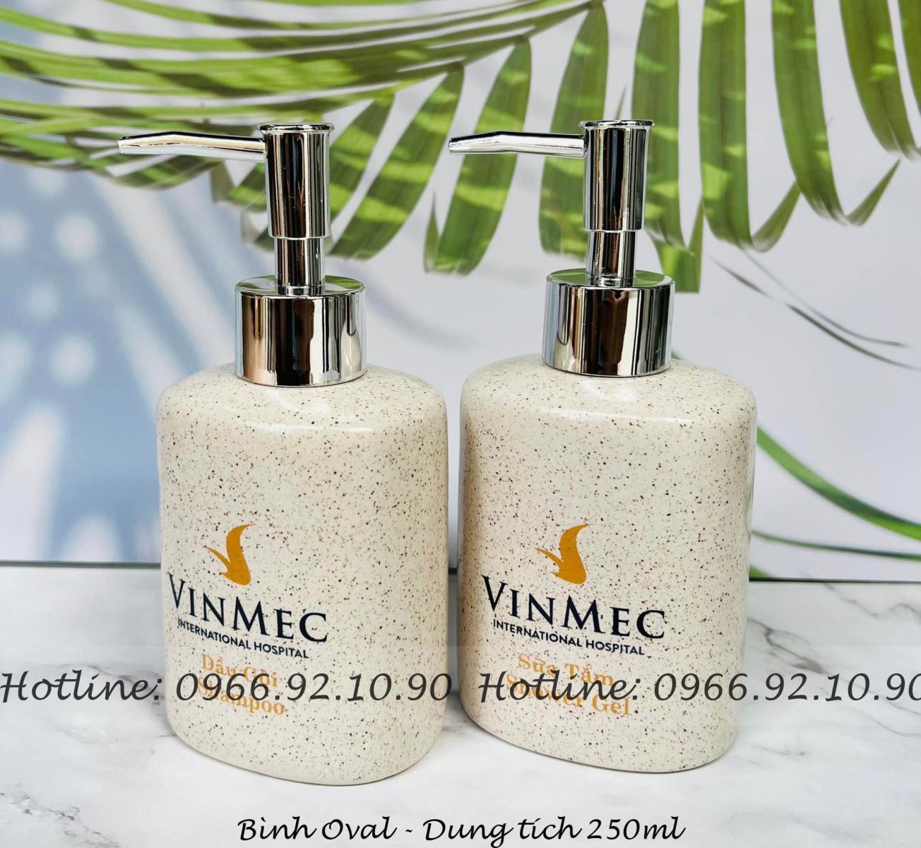 Bình chiết dầu gội sữa tắm họa tiết hoa đào oval tiện dụng khách sạn chất lượng