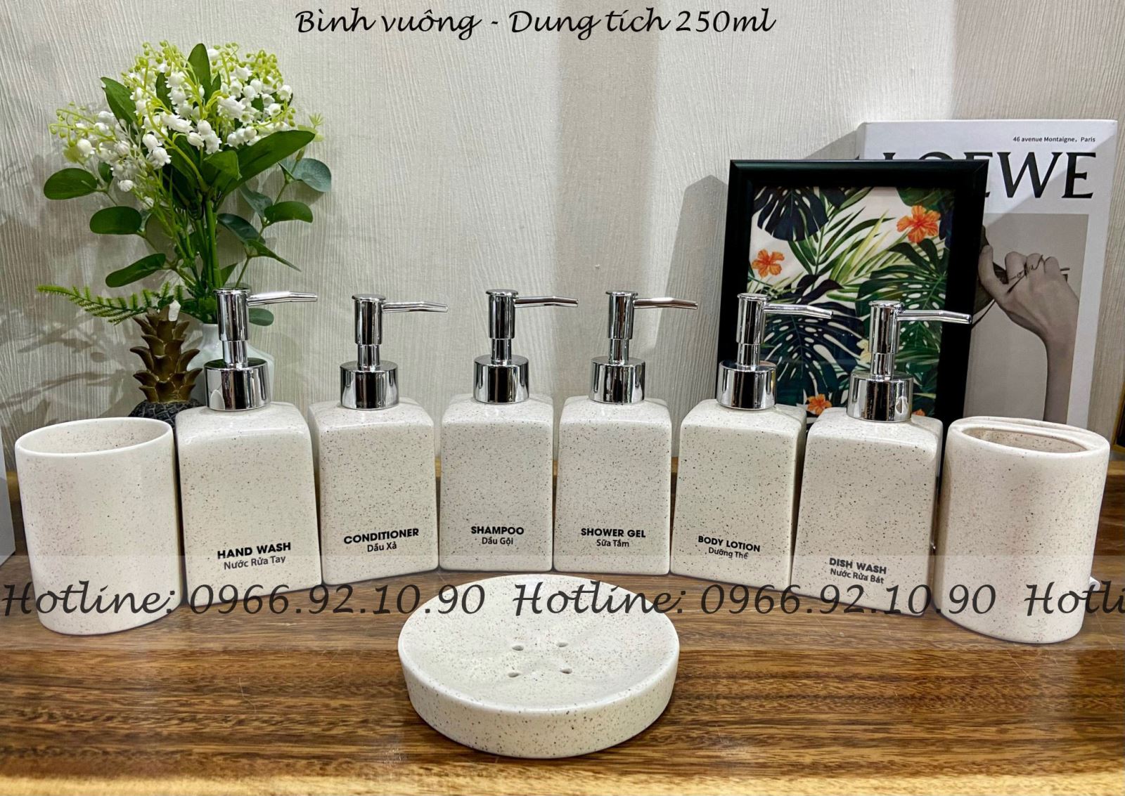 Bình chiết dầu gội sữa tắm hoa đào vuông nhỏ tiện lợi khách sạn