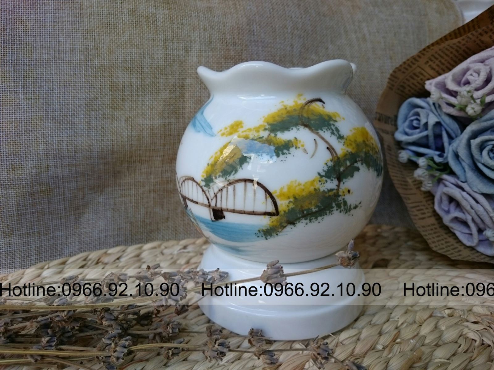 Đèn xông tinh dầu mini H12x9cm sứ cao cấp quà tặng tinh tế 