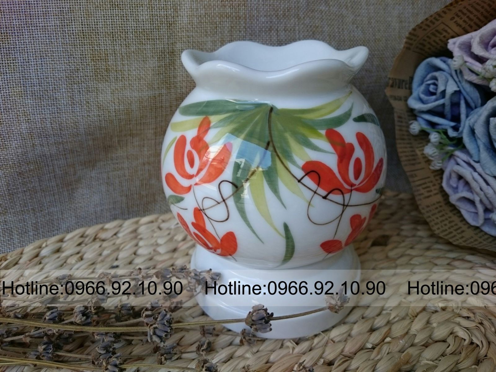 Đèn xông tinh dầu Bát Tràng mini sứ cao cấp sang trọng 