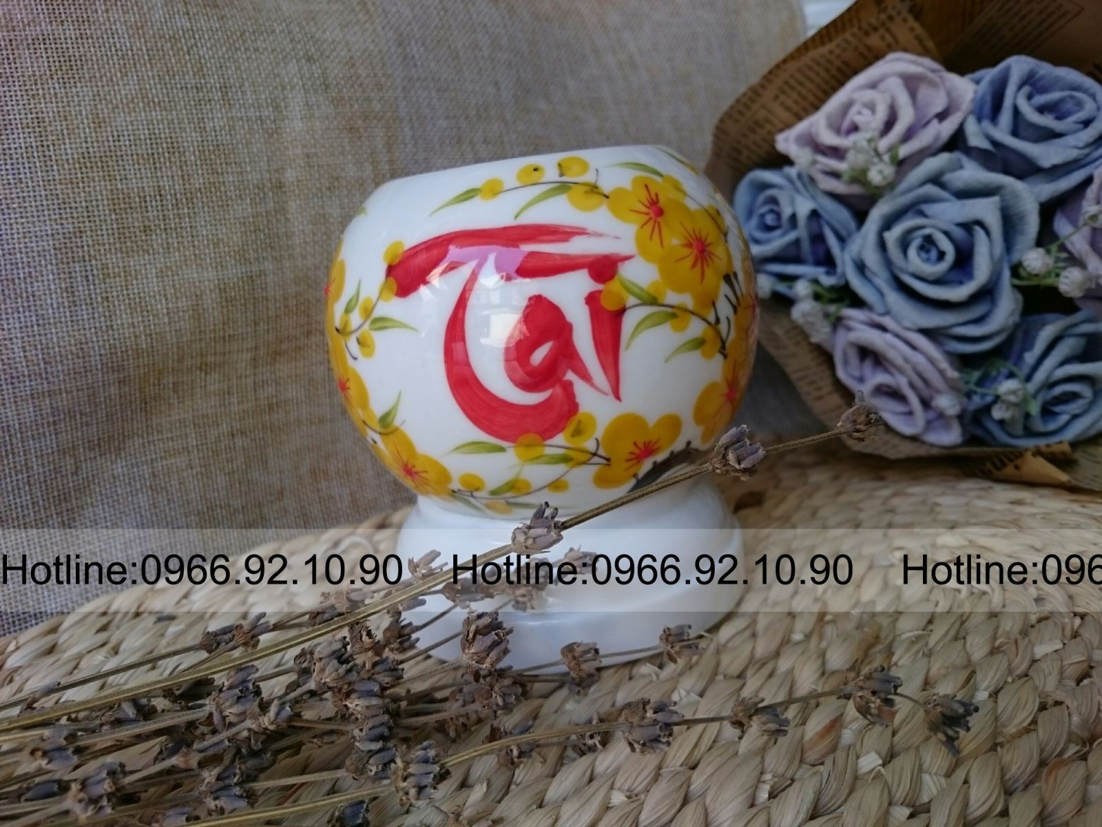Đèn xông tinh dầu Bát Tràng mini sứ cao cấp quà tặng tiện dụng 