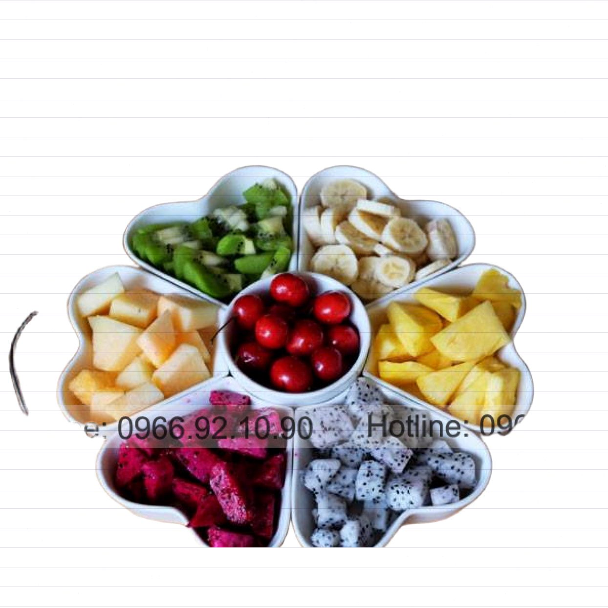 Khay mứt sứ trắng tròn núm pha lê sang trọng tặng quà 