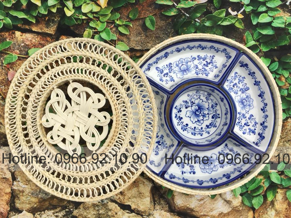 Khay mứt Bát Tràng vẽ tay cao cấp, quà tặng, bàn tiệc Tết 