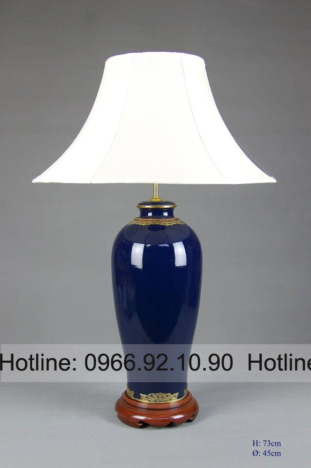 Đèn ngủ bàn xanh coban bọc đồng sang trọng tặng quà hot 