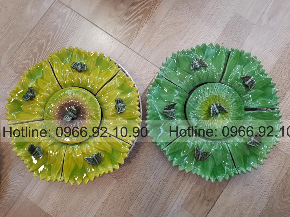 Khay mứt hoa hướng dương thủy tinh cao cấp sang trọng Tết ấm cúng 