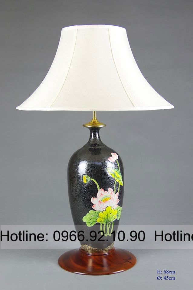Đèn ngủ Bát Tràng gốm sứ cao cấp họa tiết sen độc đáo tặng quà ý nghĩa