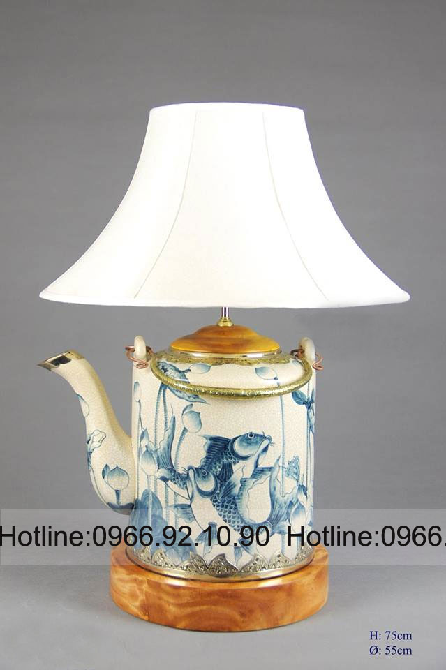 Đèn bàn gốm Bát Tràng men rạn cổ sang trọng trang trí đẹp 