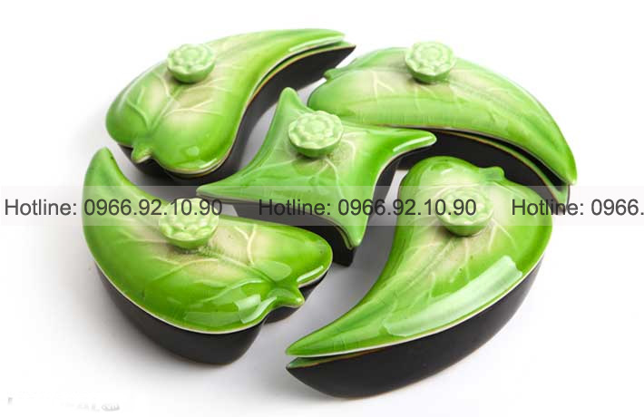 Khay mứt xanh lá Bát Tràng sang trọng, bền đẹp, an toàn 
