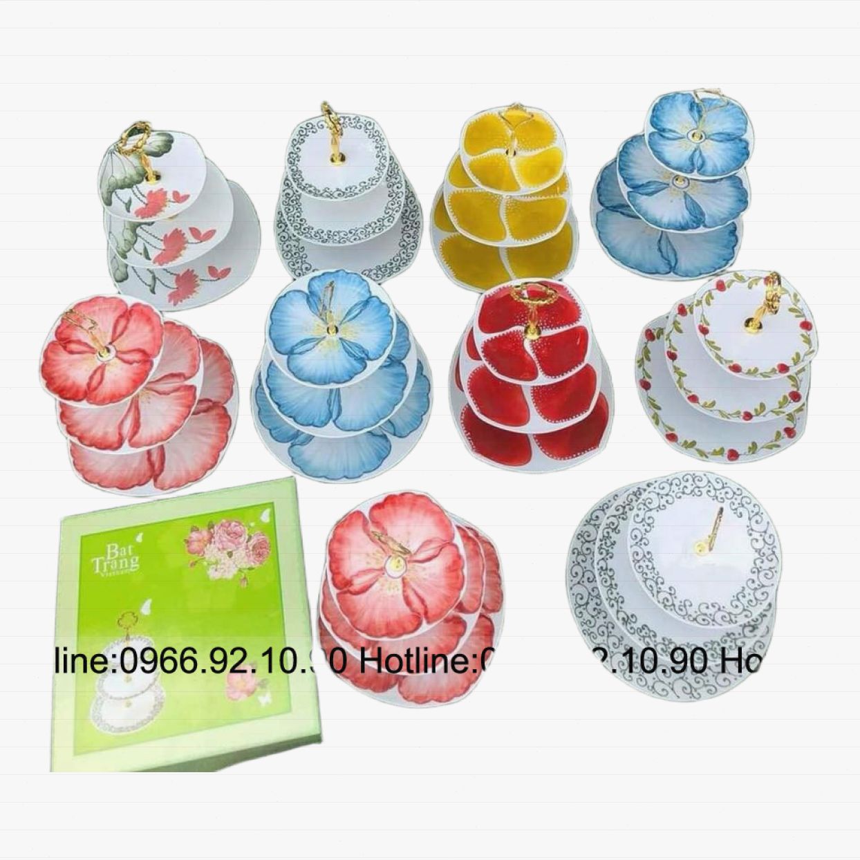 Khay mứt gốm sứ Bát Tràng 3 tầng sang trọng độc đáo 