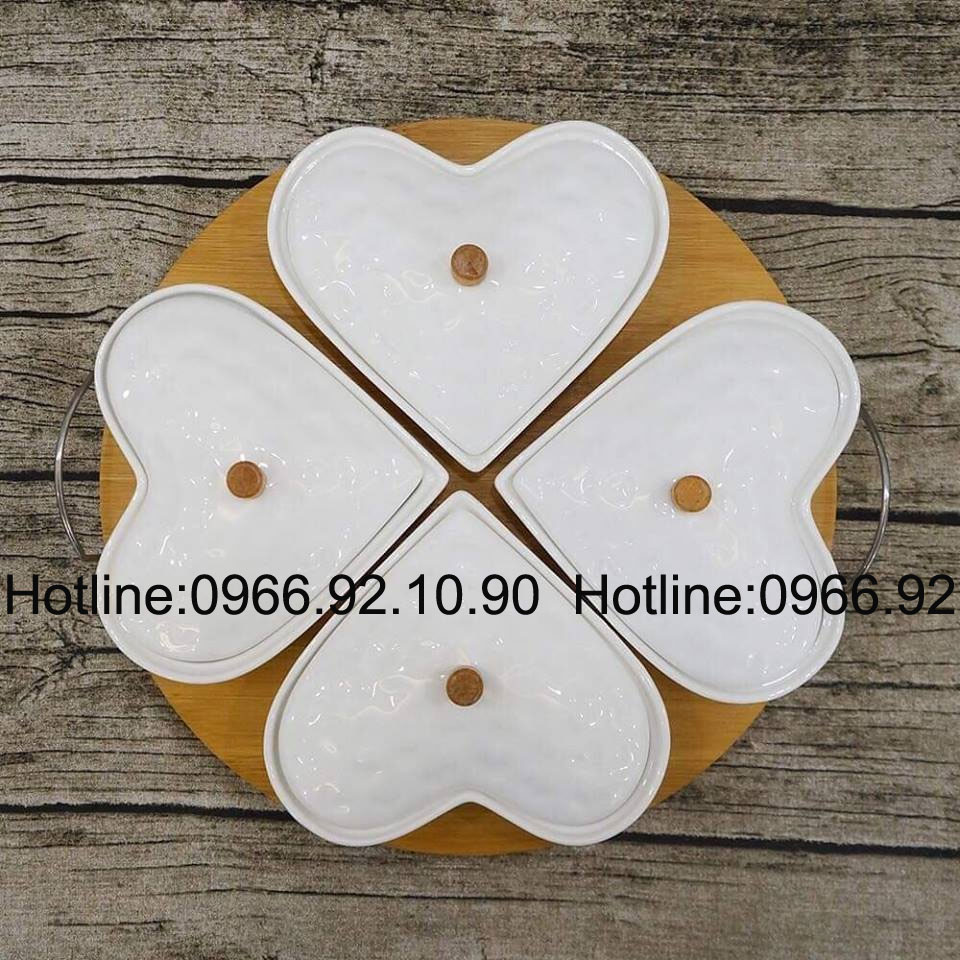 Khay tim 4 ngăn có nắp đế gỗ KH03 tiện lợi bền đẹp