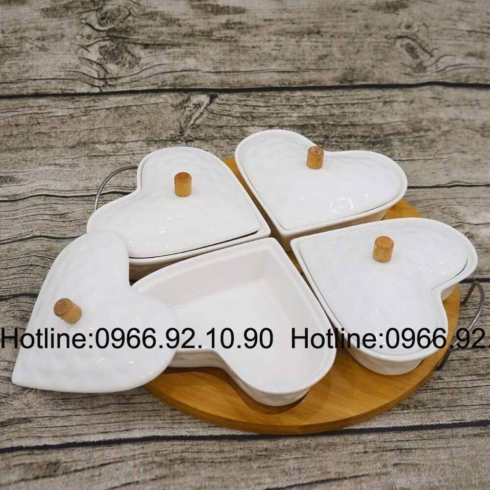 Khay tim 4 ngăn có nắp đế gỗ KH03 tiện lợi bền đẹp