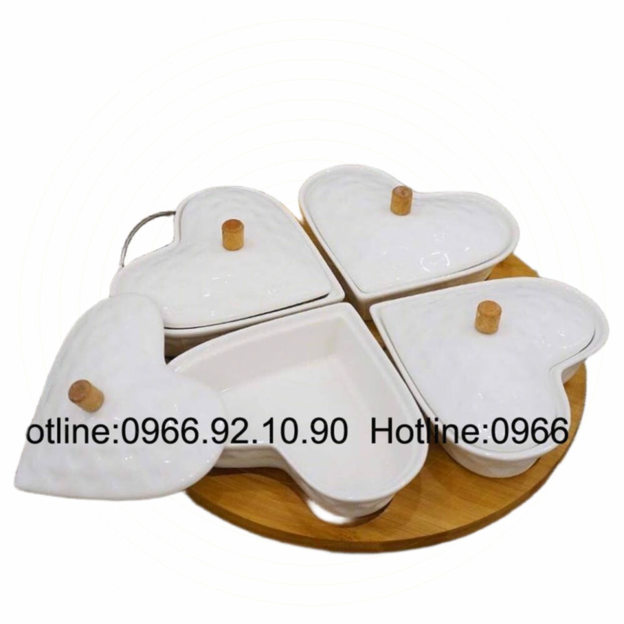 Khay tim 4 ngăn có nắp đế gỗ KH03 tiện lợi bền đẹp 