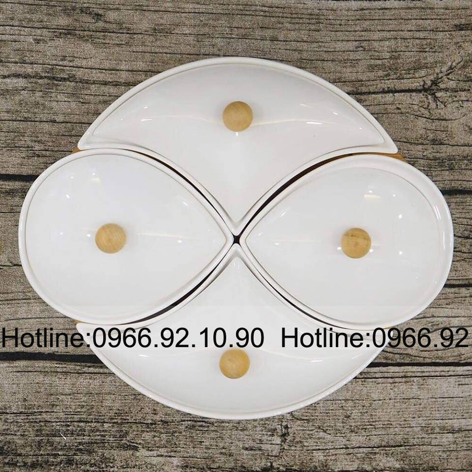 Khay xoắn 4 ngăn đế gỗ bền đẹp tiện lợi mua ngay 