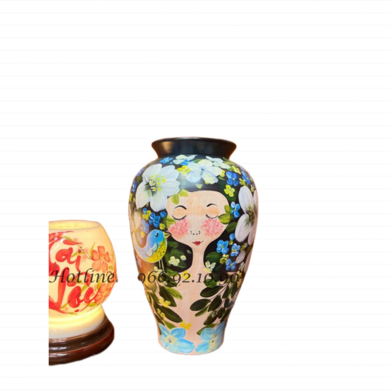 Lọ hoa 3D cô gái cao cấp Bát Tràng đẹp sang trọng H27cm 