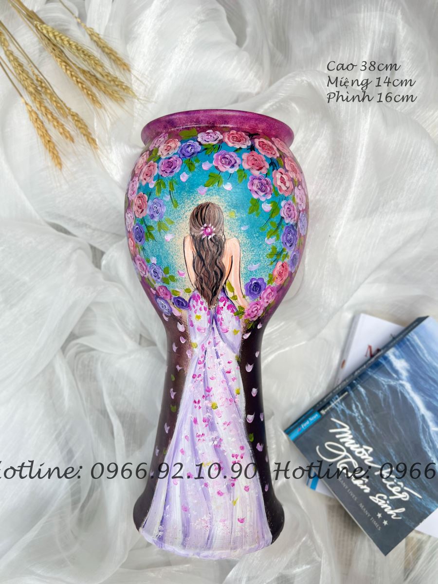 Lọ ly gốm sứ 3D cô gái Bát Tràng sang trọng KH001 