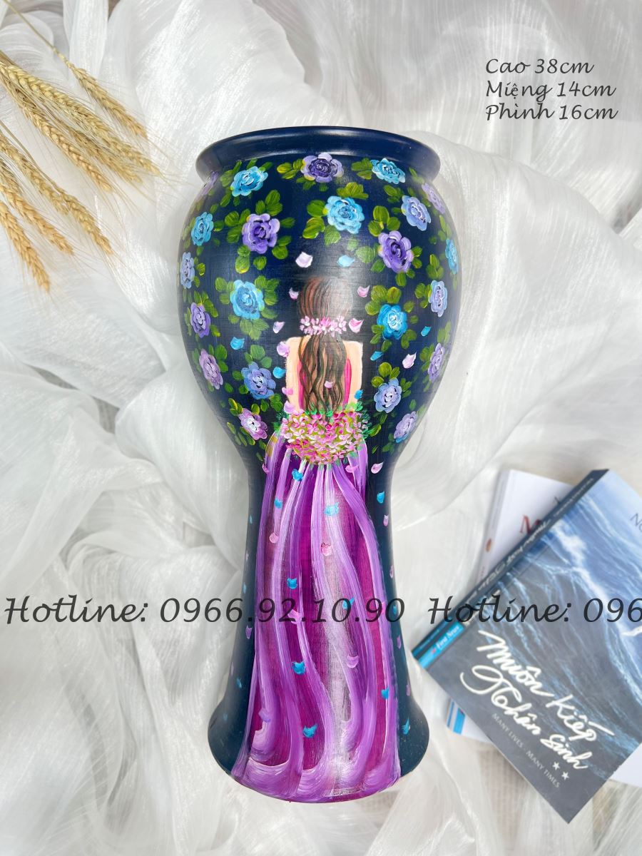 Lọ hoa cô gái 3D Bát Tràng cao cấp Gốm sứ đẹp KH003 