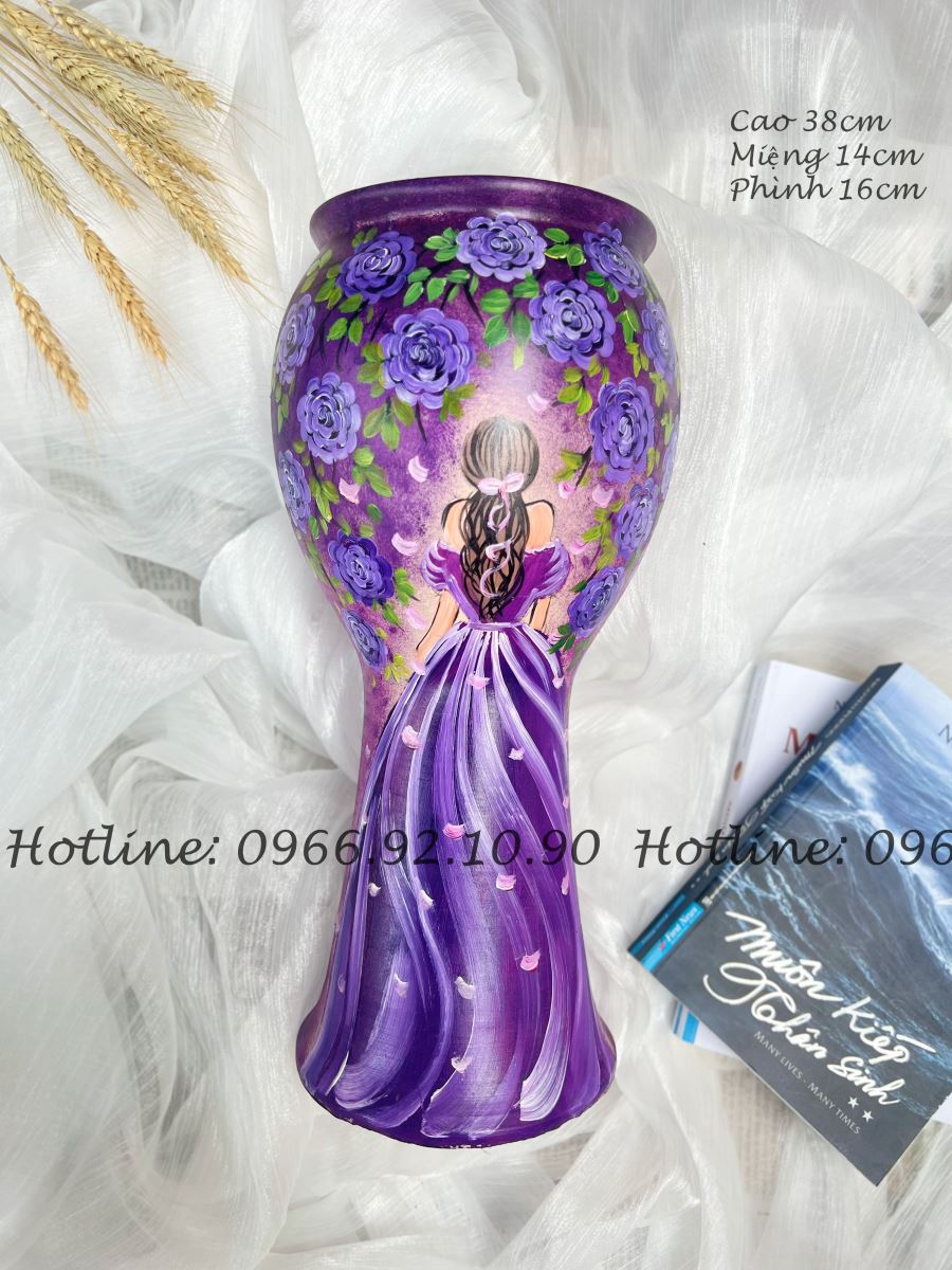 Lọ gốm sứ cô gái 3D Bát Tràng cao cấp KH005 sang trọng giá tốt