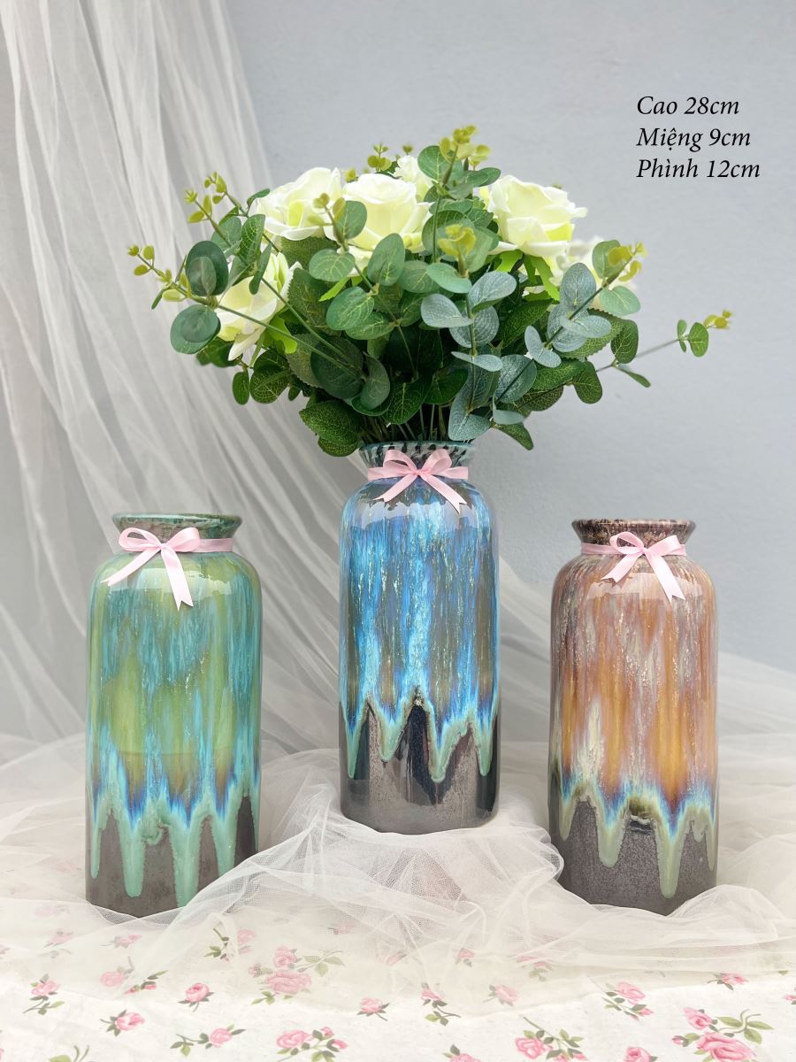 Lọ hoa men hỏa biến A002 cao 28cm đẹp sang trọng trang trí