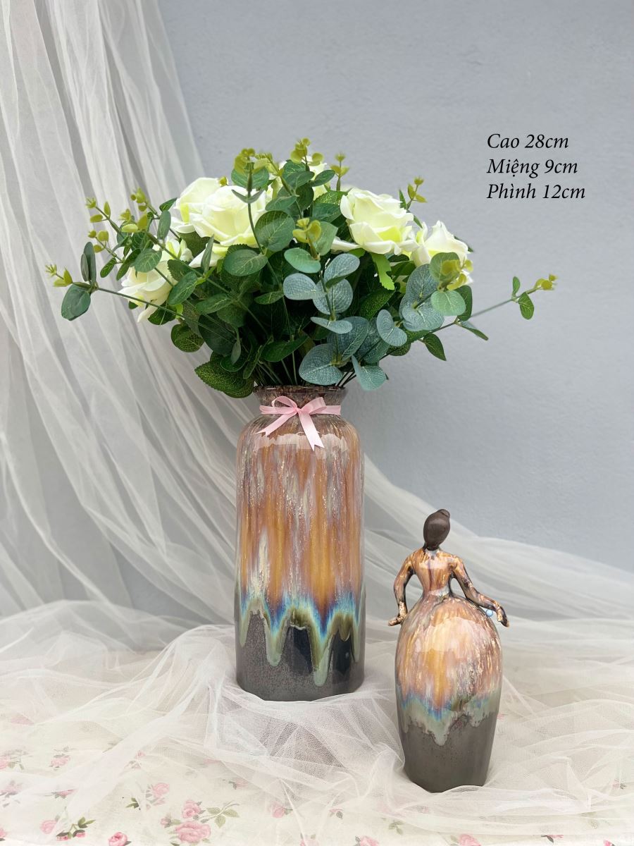 Lọ hoa men hỏa biến A002 cao 28cm đẹp sang trọng trang trí