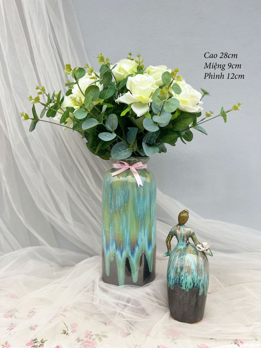 Lọ hoa men hỏa biến A002 cao 28cm đẹp sang trọng trang trí