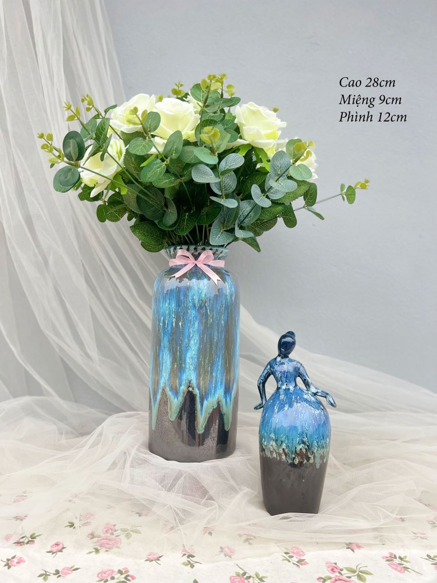 Lọ hoa men hỏa biến A002 cao 28cm đẹp sang trọng trang trí 