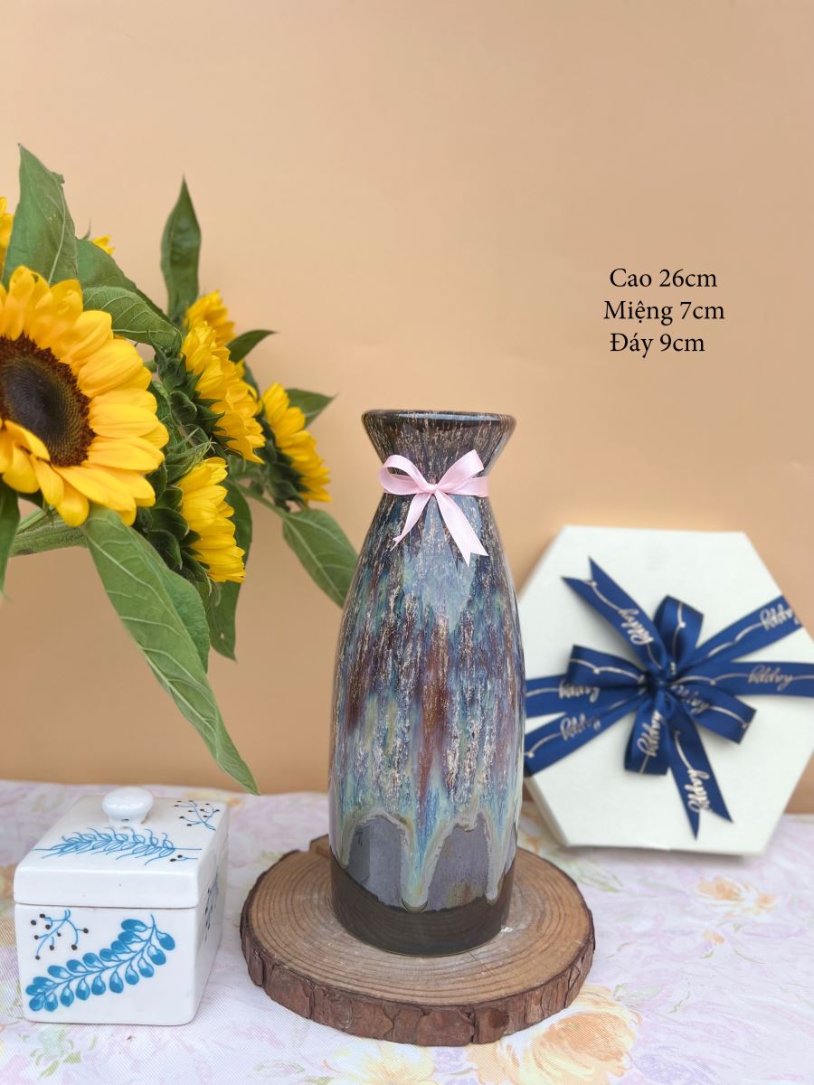 Lọ hoa men hỏa biến A004 H26cm sang trọng trang trí nhà đẹp