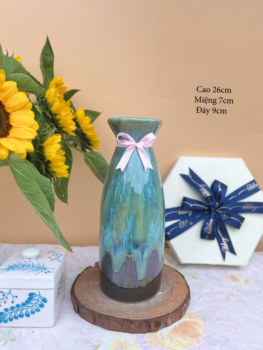 Lọ hoa men hỏa biến A004 H26cm sang trọng trang trí nhà đẹp