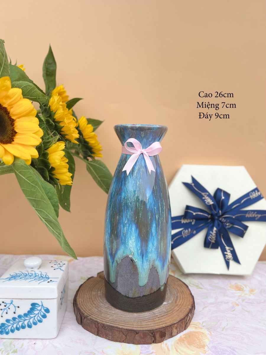 Lọ hoa men hỏa biến A004 H26cm sang trọng trang trí nhà đẹp