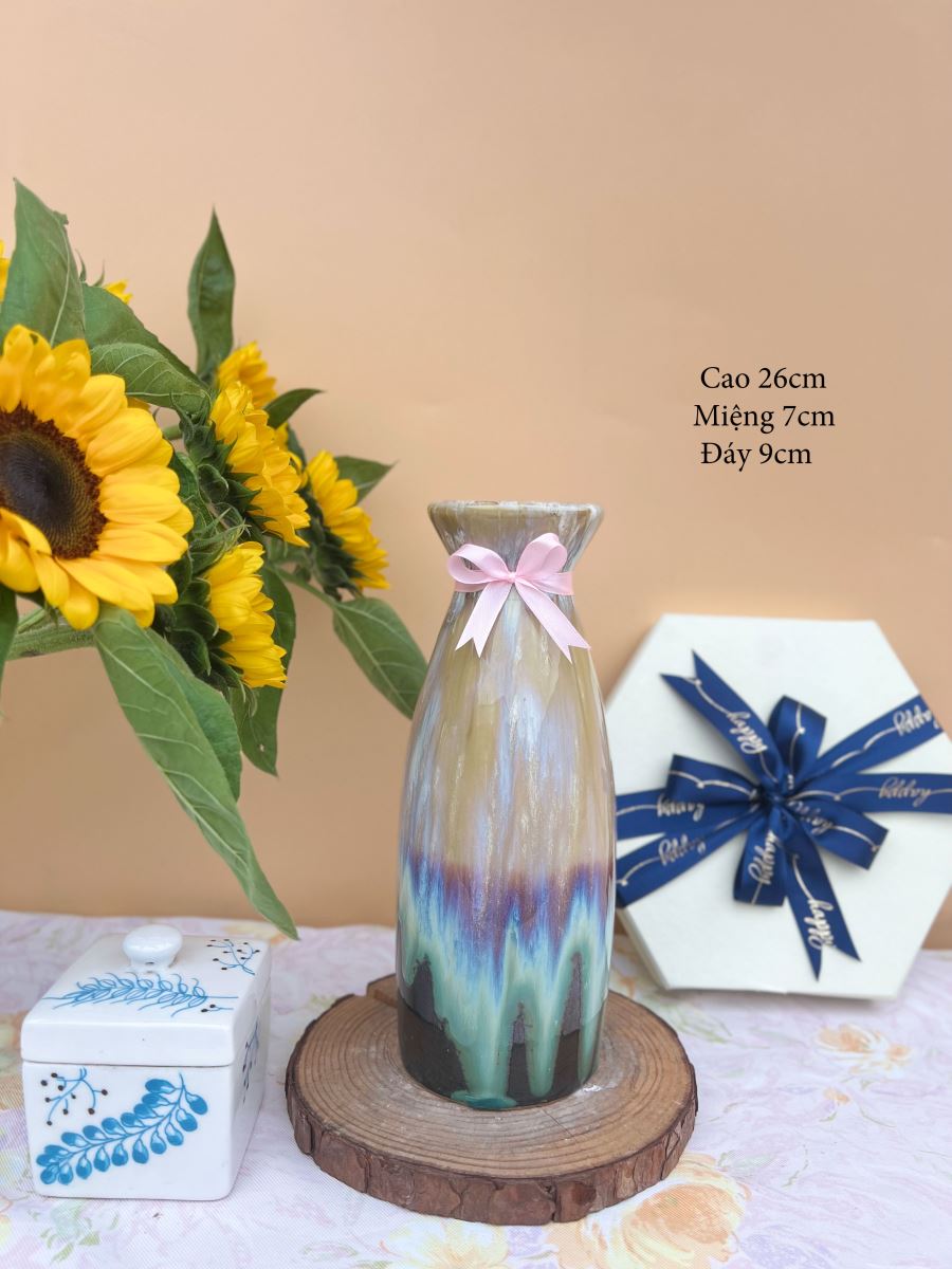 Lọ hoa men hỏa biến A004 H26cm sang trọng trang trí nhà đẹp